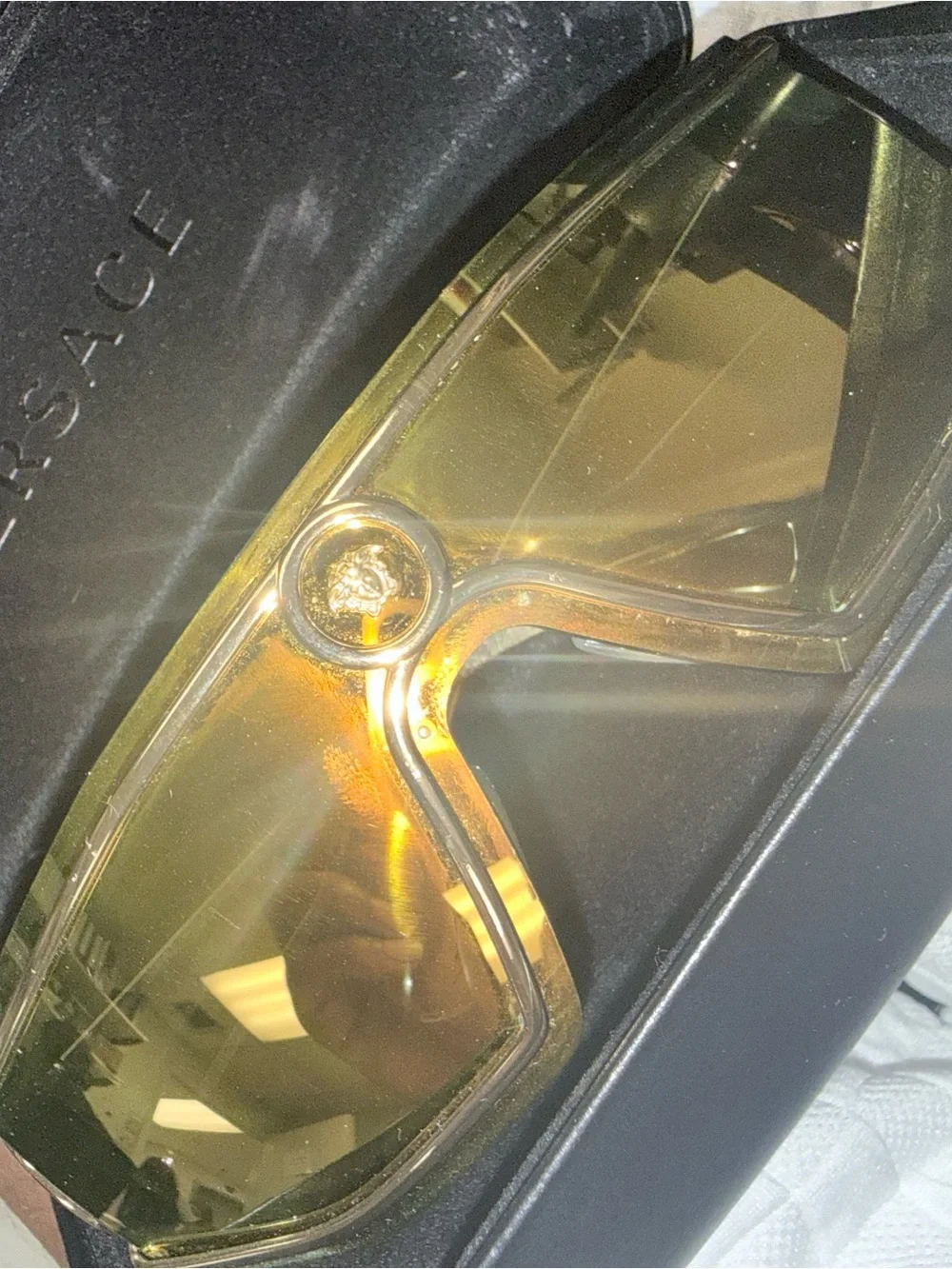 Versace Gold Mirrored Shield Sunglasses